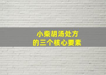 小柴胡汤处方的三个核心要素