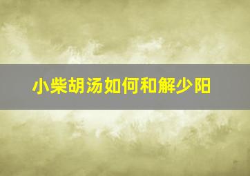 小柴胡汤如何和解少阳