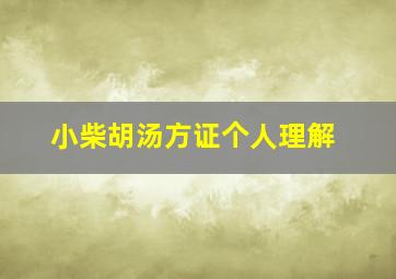 小柴胡汤方证个人理解