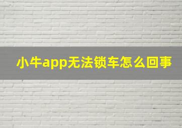 小牛app无法锁车怎么回事