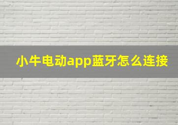 小牛电动app蓝牙怎么连接