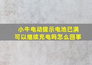 小牛电动提示电池已满可以继续充电吗怎么回事