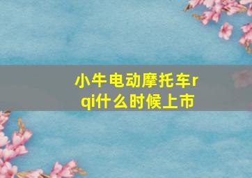 小牛电动摩托车rqi什么时候上市