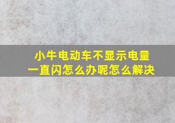 小牛电动车不显示电量一直闪怎么办呢怎么解决