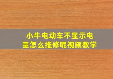 小牛电动车不显示电量怎么维修呢视频教学