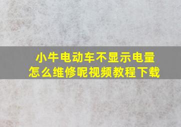 小牛电动车不显示电量怎么维修呢视频教程下载