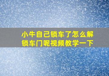 小牛自己锁车了怎么解锁车门呢视频教学一下