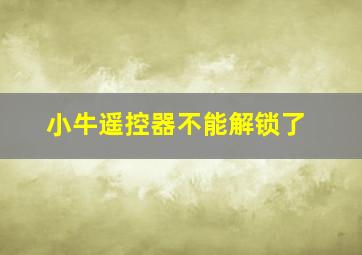 小牛遥控器不能解锁了