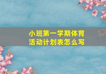 小班第一学期体育活动计划表怎么写