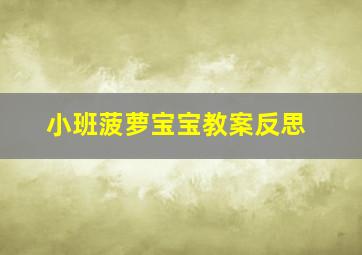 小班菠萝宝宝教案反思