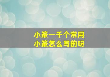 小篆一千个常用小篆怎么写的呀