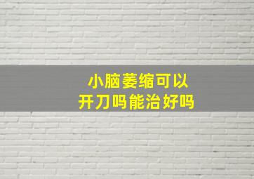 小脑萎缩可以开刀吗能治好吗