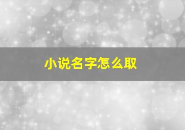 小说名字怎么取