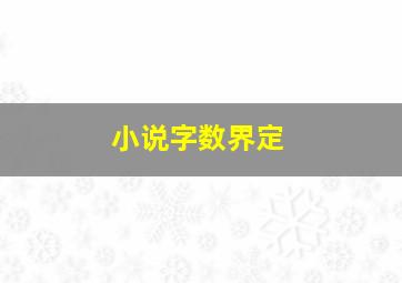 小说字数界定