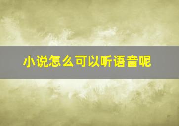 小说怎么可以听语音呢