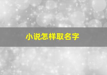 小说怎样取名字