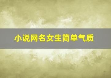 小说网名女生简单气质