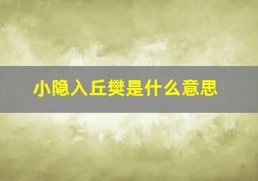 小隐入丘樊是什么意思