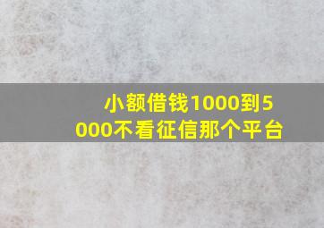 小额借钱1000到5000不看征信那个平台