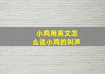 小鸡用英文怎么说小鸡的叫声