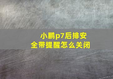 小鹏p7后排安全带提醒怎么关闭