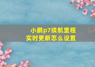 小鹏p7续航里程实时更新怎么设置