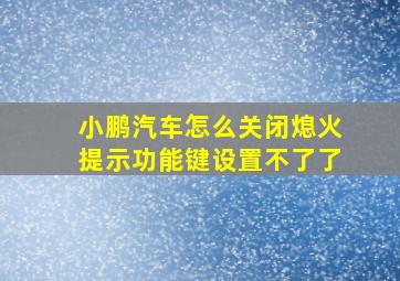 小鹏汽车怎么关闭熄火提示功能键设置不了了