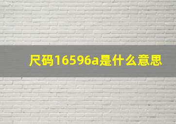 尺码16596a是什么意思