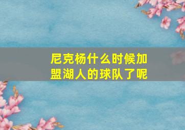 尼克杨什么时候加盟湖人的球队了呢