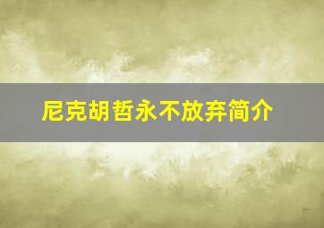 尼克胡哲永不放弃简介