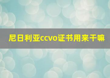 尼日利亚ccvo证书用来干嘛