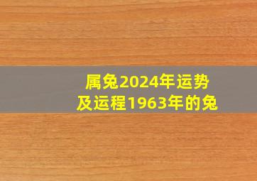 属兔2024年运势及运程1963年的兔