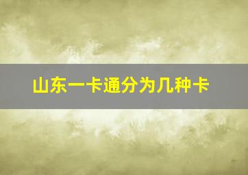 山东一卡通分为几种卡