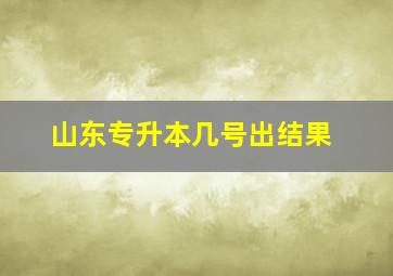 山东专升本几号出结果