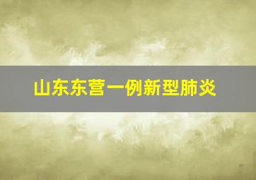 山东东营一例新型肺炎