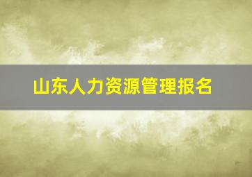 山东人力资源管理报名