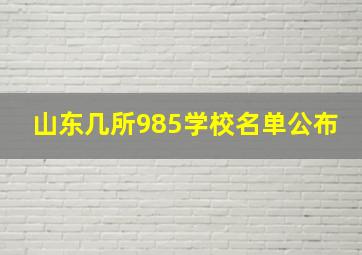 山东几所985学校名单公布