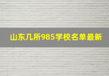 山东几所985学校名单最新