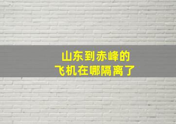 山东到赤峰的飞机在哪隔离了