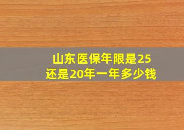 山东医保年限是25还是20年一年多少钱