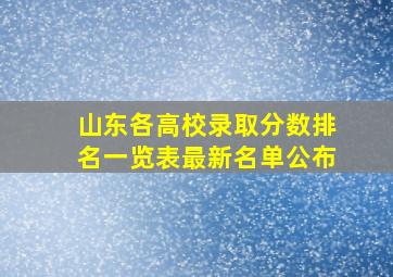 山东各高校录取分数排名一览表最新名单公布