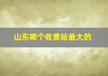 山东哪个收费站最大的