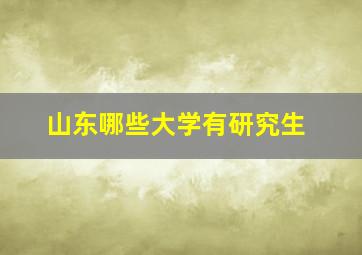 山东哪些大学有研究生