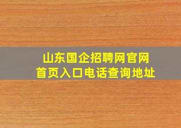 山东国企招聘网官网首页入口电话查询地址