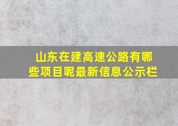 山东在建高速公路有哪些项目呢最新信息公示栏