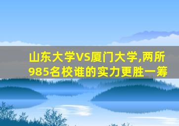 山东大学VS厦门大学,两所985名校谁的实力更胜一筹