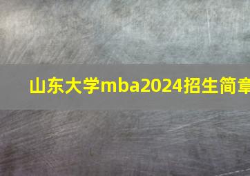 山东大学mba2024招生简章