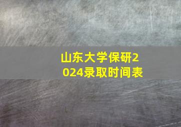 山东大学保研2024录取时间表