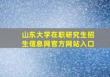 山东大学在职研究生招生信息网官方网站入口