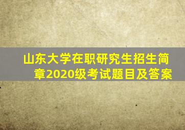 山东大学在职研究生招生简章2020级考试题目及答案